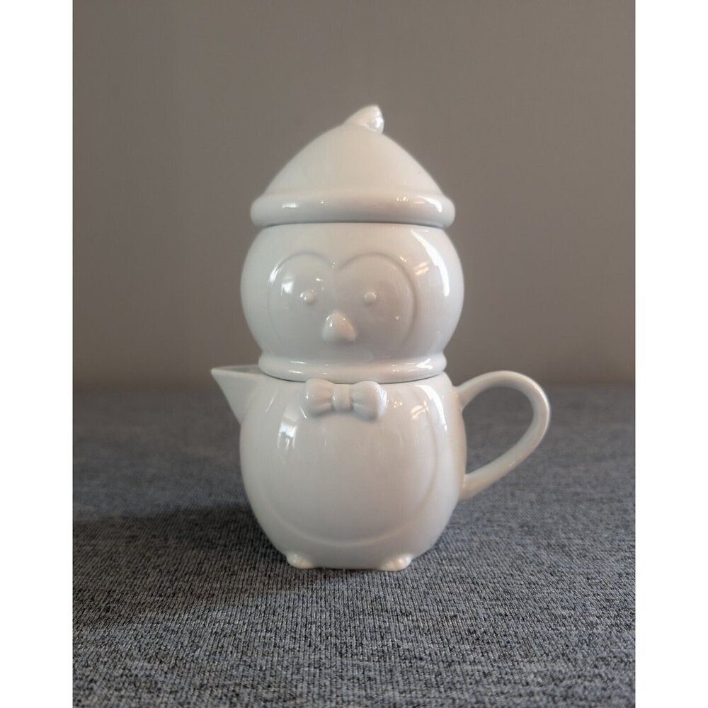 Pottery Barn Stackable Penguin Cream and Sugar Bowl with Lid